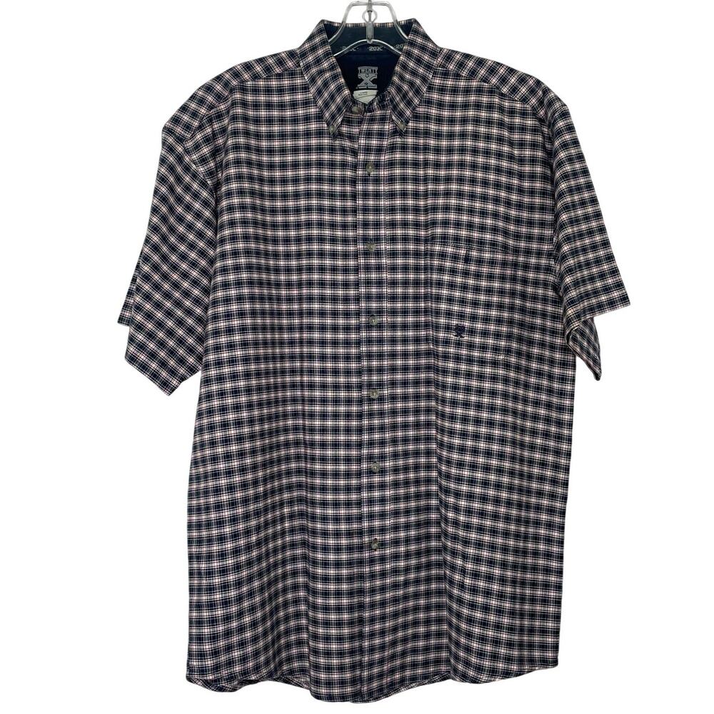 Twenty 20X Blue White Red Plaid Button Down Short Sleeve Men's Large